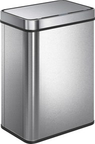 HOMCOM Lixeira com Sensor 50 L, tampa automática, aço inoxidável, uso versátil, cor prata | Aosom Portugal