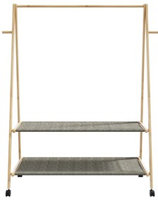 Cabide com prateleiras e rodas 132x45,5x155,5 cm bambu