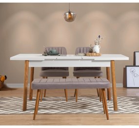 Conjunto de Mesa de Jantar Extensível Santiago – Pinho Atlântico Branc
