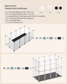 Parque para animais pequenos com placas de base 125 x 63 x 42 cm Branco