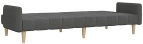 Sofá-cama de 2 lugares tecido cinzento-escuro
