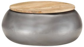 Mesa de centro 68x68x30 cm madeira de mangueira maciça cinzento
