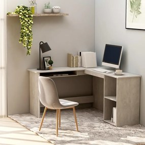 vidaXL Secretária de canto forma L 120x140x75cm contraplacado cinzento