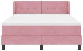 Cama Box com Colchão vidaXL Rosa 140x190 cm Veludo