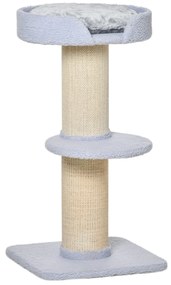 Arranhador para Gatos Altura 91 cm de 3 Níveis com Ninho Plataforma e Poste de Sisal 45x45x91 cm Azul Claro