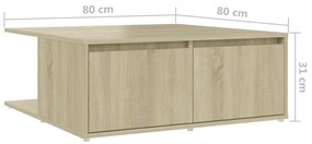 Mesa de centro 80x80x31 cm derivados de madeira carvalho sonoma