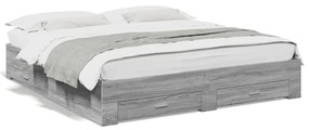 vidaXL Estrutura de cama c/ gavetas derivados madeira cinza sonoma