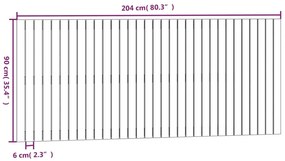Cabeceira de parede 204x3x90 cm pinho maciço castanho-mel
