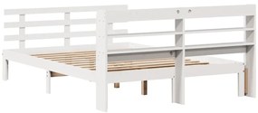 Estrutura de cama c/ cabeceira 150x200 cm pinho maciço branco