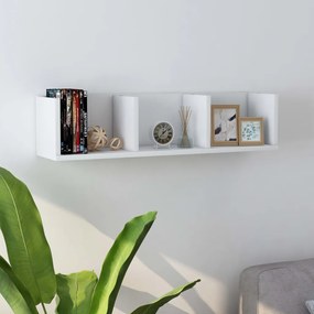 vidaXL Prateleira de parede para CD derivados de madeira branco