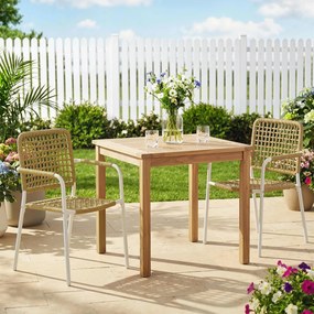 Conjunto de 2 cadeiras de jardim (MESA NÃO INCLUIDA) empilháveis em resina trançada com braços e encosto, 55 x 57 x 82 cm, amarelo