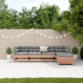 5 pcs conj. lounge jardim com almofadões madeira douglas maciça