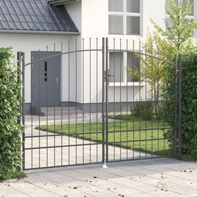vidaXL Portão de Jardim com Topo de Lança Dupla Abertura Cinza 200x300 cm Aço