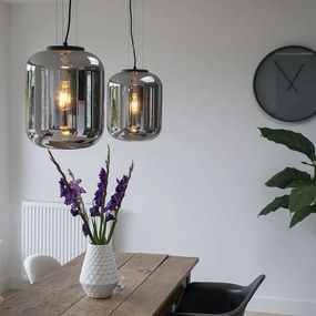 Conjunto de 2 lâmpadas suspensas de design preto com vidro fumê - Bliss Moderno,Retro
