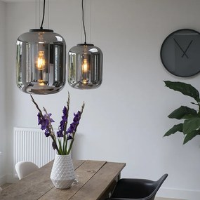 Conjunto de 2 Pendentes Design Preto com Vidro Fumê - Bliss Moderno,Retro