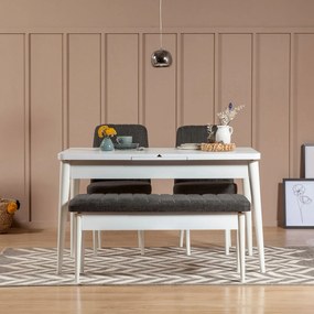 Conjunto de Mesa de Jantar Extensível e Cadeiras Vina – Branco e Antra