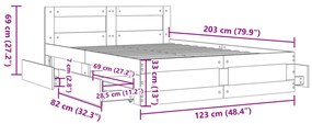 Estrutura de cama c/ cabeceira derivados madeira cinza sonoma