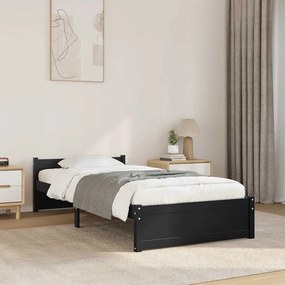 Estrutura cama pequena solteiro 75x190 cm madeira maciça preto