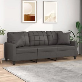 vidaXL Sofá 3 lugares c/ almofadas/almofadões 180cm couro artif. cinza
