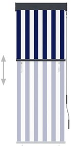 Estore de rolo para exterior 60x250 cm azul e branco