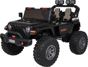 Carro elétrico para Crianças 2 Lugares Extreme Sport 4x4 24V Pneus Espuma EVA, assento couro ecológico Preto