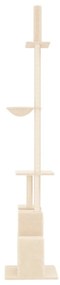 Árvore p/ gatos altura ajustável chão-teto 250,5-276,5 cm creme