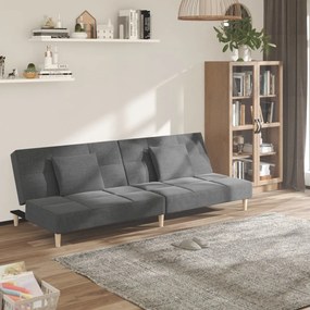 337415 vidaXL Sofá-cama 2 lugares com duas almofadas tecido cinzento-claro
