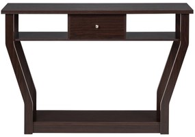 Mesa Consola com Gaveta e Prateleira Mesa Moderna com 3 Prateleiras para Hall, Corredor Sala Quarto 120 x 30 x 81 cm Castanho