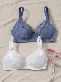 Lote de 2 soutiens, em algodão biológico e renda, para grávida branco