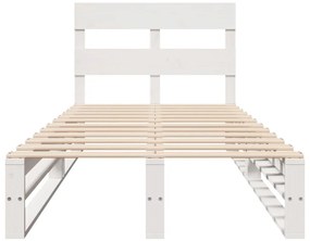 Cama sem colchão 90x200 cm madeira de pinho maciça branco