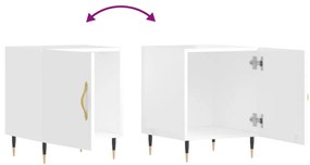 Mesa cabeceira 2pcs 40x40x50cm deriv. madeira branco brilhante