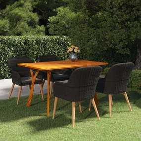 vidaXL 5 pcs conjunto de jantar para jardim preto