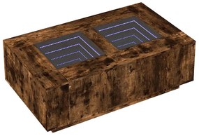 Mesa de centro luzes LED Infinity 116x69x40 cm carvalho fumado