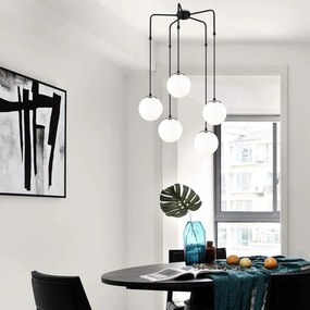 Candeeiro de Teto Uzum – Preto e Branco – 60 cm de Diâmetro, 100 cm de