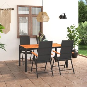 5 pcs conjunto de jantar para jardim preto e castanho