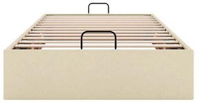 Estrutura de cama otomana sem colchão 90x200 cm tecido creme