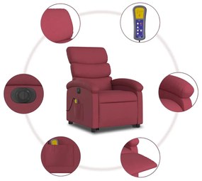 Poltrona elevatória de massagens elétrica tecido vermelho tinto