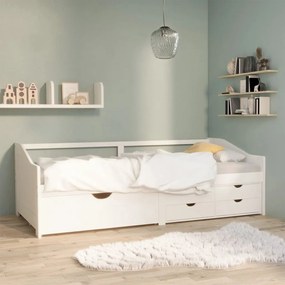Sofá-cama 3 lugares c/ gavetas 90x200 cm pinho maciço branco