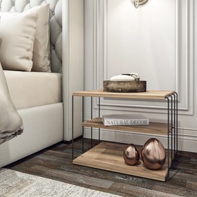 Mesa de Apoio Lifon – Pinho Atlântico e Preto – 50x33x40 cm
