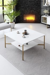 Mesa de Centro Gold Line – Branco/Preto – 80x80x40 cm