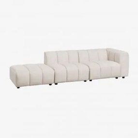 Sofá Modular De Canto Direito De 2 Peças E Pufe Em Tecido Bouclé Eliot Bouclé Creme Bege - Sklum