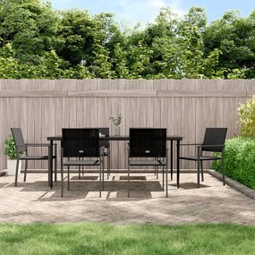 7 pcs conjunto de jantar p/ jardim vime PE e aço