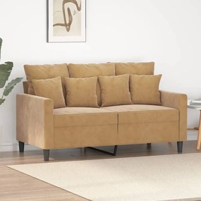 Sofá de 2 lugares veludo 120 cm castanho