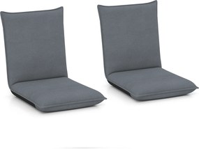 Conjunto de 2 Cadeiras de Chão Dobráveis, 99 x 44 x 9,5 cm, Encosto com Vários Níveis Ajustáveis, Cinzento