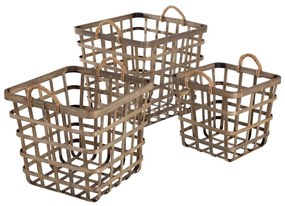 Conjunto de Cestos 42 X 42 X 37 cm Natural Bambu (3 Peças)