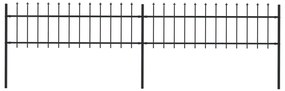 vidaXL Cerca de jardim com topo em forma de lança em aço 359x60 cm, preta