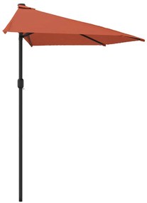 Guarda-sol poste alumínio semicircular 270x144x222 cm terracota