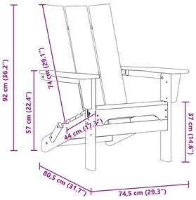 Cadeira Adirondack Dobrável Cinzento-claro 74,5x80,5x90 cm HDPE