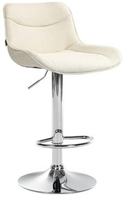 Banco alto em tecido com estrutura prateada 85-106 x 49 x 51 cm cor creme