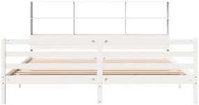 Cama com estante sem colchão 200x200 cm pinho maciço branco